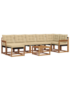 Set di divani da esterno con cuscino 8 pcs Naturale e Beige 2
