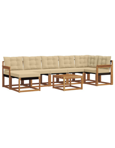 Set di divani da esterno con cuscino 8 pcs Naturale e Beige