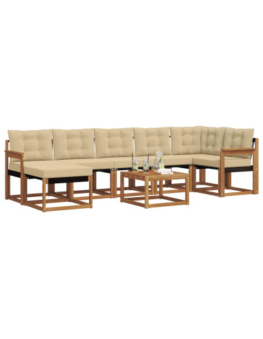 Set di divani da esterno con cuscino 8 pcs Naturale e Beige