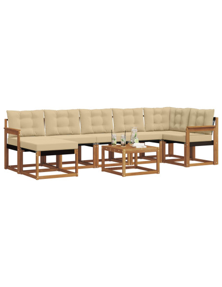 Set di divani da esterno con cuscino 8 pcs Naturale e Beige
