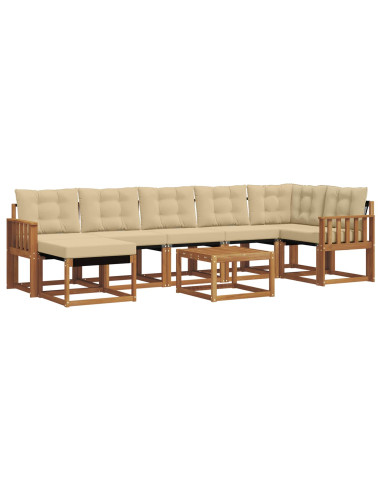 Set di divani da esterno con cuscino 8 pcs Naturale e Beige