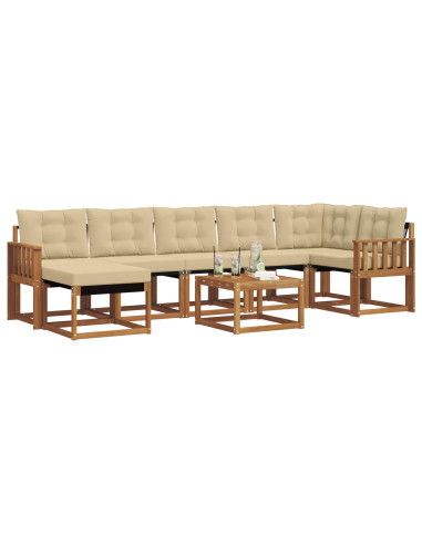 Set di divani da esterno con cuscino 8 pcs Naturale e Beige