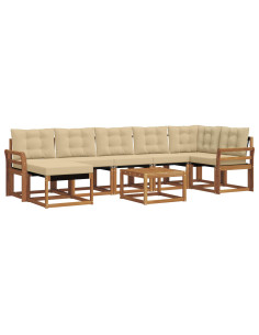 Set di divani da esterno con cuscino 8 pcs Naturale e Beige 2