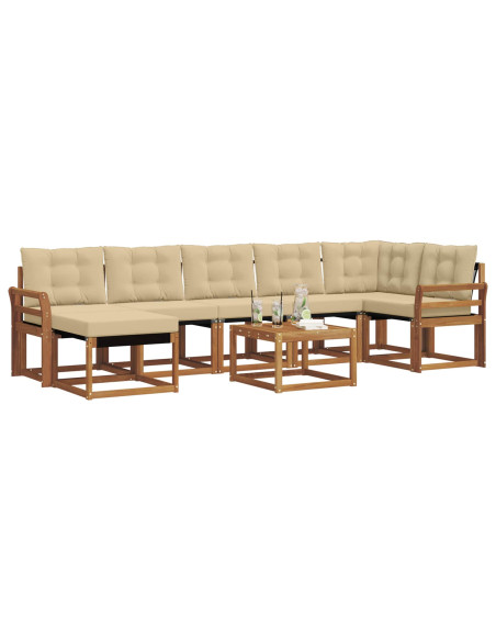 Set di divani da esterno con cuscino 8 pcs Naturale e Beige