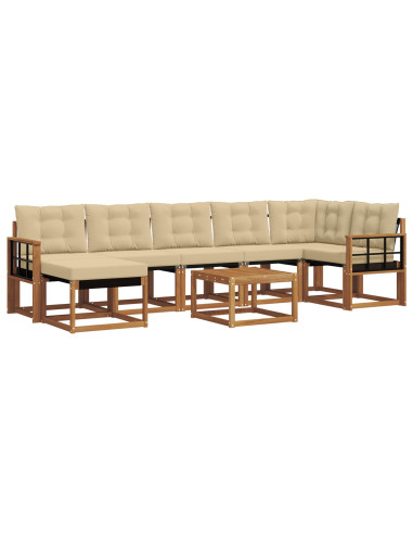 Set di divani da esterno con cuscino 8 pcs Naturale e Beige