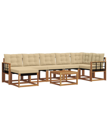 Set di divani da esterno con cuscino 8 pcs Naturale e Beige
