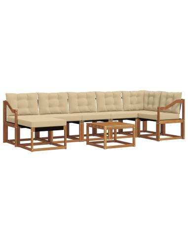 Set di divani da esterno con cuscino 8 pcs Naturale e Beige