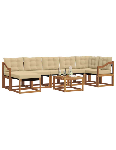 Set di divani da esterno con cuscino 8 pcs Naturale e Beige