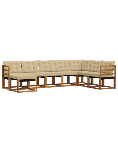 Set di divani da esterno con cuscino 8 pcs Naturale e Beige