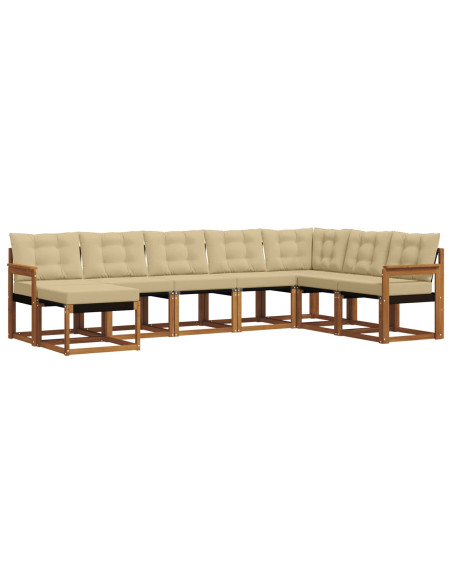 Set di divani da esterno con cuscino 8 pcs Naturale e Beige