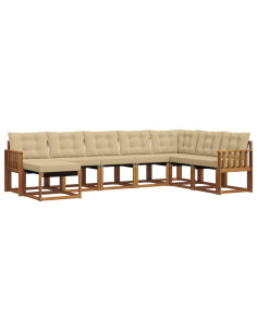 Set di divani da esterno con cuscino 8 pcs Naturale e Beige 2