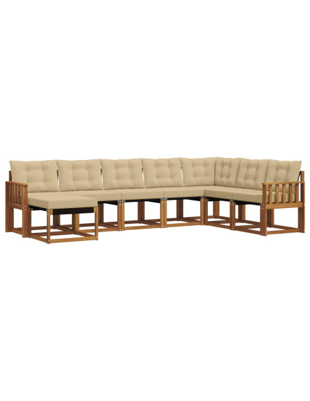 Set di divani da esterno con cuscino 8 pcs Naturale e Beige