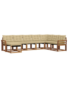 Set di divani da esterno con cuscino 8 pcs Naturale e Beige 2