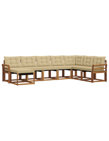 Set di divani da esterno con cuscino 8 pcs Naturale e Beige