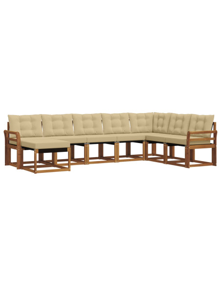 Set di divani da esterno con cuscino 8 pcs Naturale e Beige