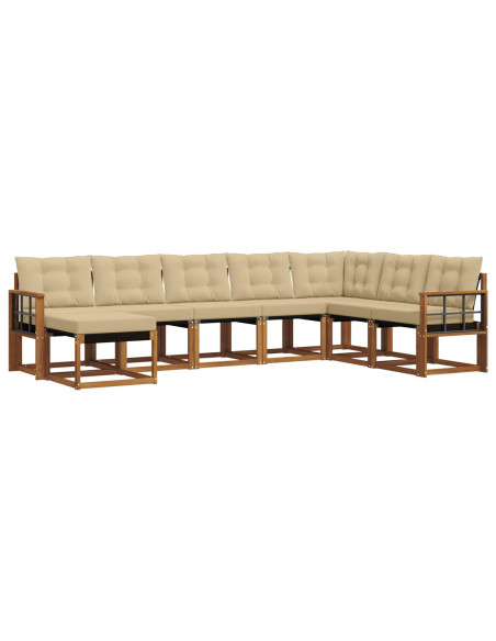 Set di divani da esterno con cuscino 8 pcs Naturale e Beige