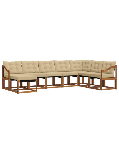 Set di divani da esterno con cuscino 8 pcs Naturale e Beige