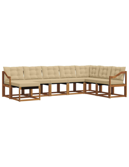 Set di divani da esterno con cuscino 8 pcs Naturale e Beige