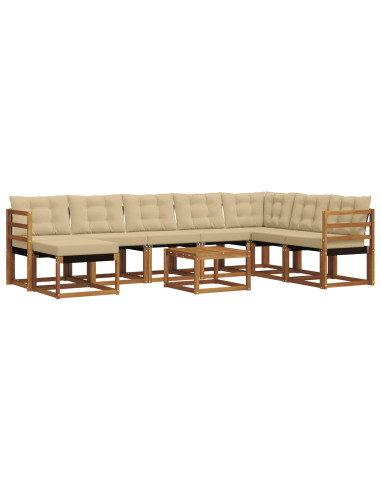 Set di divani da esterno con cuscino 9 pcs Naturale e Beige