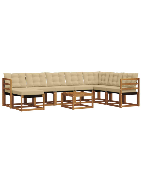 Set di divani da esterno con cuscino 9 pcs Naturale e Beige