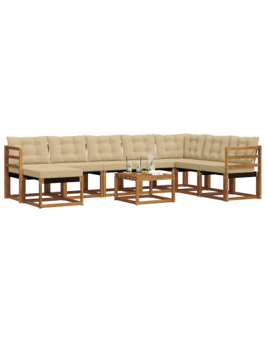 Set di divani da esterno con cuscino 9 pcs Naturale e Beige