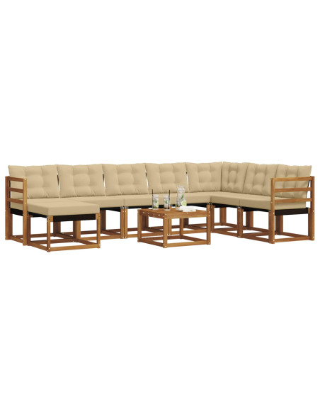 Set di divani da esterno con cuscino 9 pcs Naturale e Beige