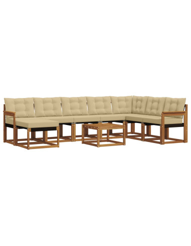 Set di divani da esterno con cuscino 9 pcs Naturale e Beige
