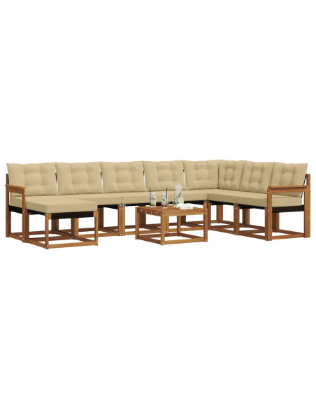 Set di divani da esterno con cuscino 9 pcs Naturale e Beige