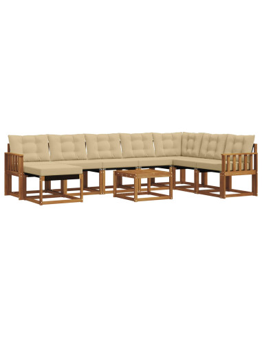Set di divani da esterno con cuscino 9 pcs Naturale e Beige