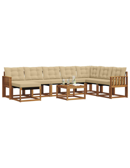 Set di divani da esterno con cuscino 9 pcs Naturale e Beige