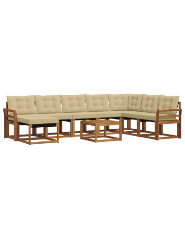 Set di divani da esterno con cuscino 9 pcs Naturale e Beige