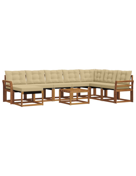Set di divani da esterno con cuscino 9 pcs Naturale e Beige