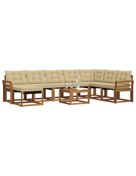 Set di divani da esterno con cuscino 9 pcs Naturale e Beige