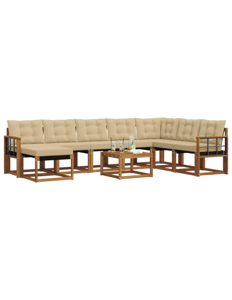 Set di divani da esterno con cuscino 9 pcs Naturale e Beige