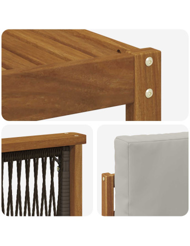 Set di divani da esterno 5 pcs Naturale e Grigio Chiaro