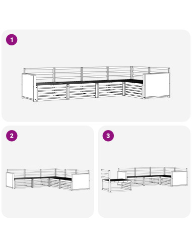 Set di divani da esterno 5 pcs Naturale