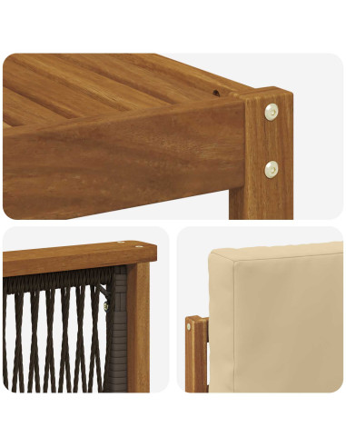 Set di divani da esterno 5 pcs Naturale e Beige Poliestere
