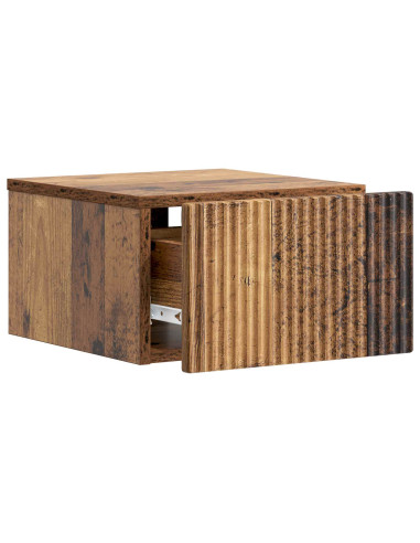 Mobiletto da notte a muro Legno antico 33 x 34,5 x 20 cm