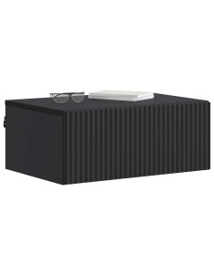 Mobiletto da notte a muro con cassetto Nero 49 x 34,5 x 20 cm 2