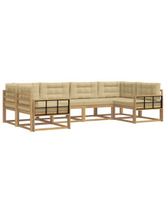 Set di divani da esterno con cuscino 6 pcs Bianco e Beige 2