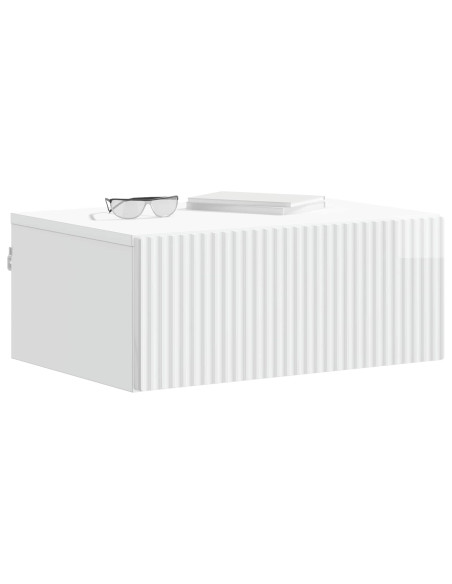 Mobiletto da notte a muro Bianco Lucido 49 x 34,5 x 20 cm
