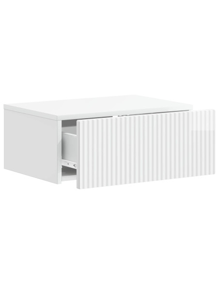 Mobiletto da notte a muro Bianco Lucido 49 x 34,5 x 20 cm