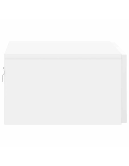 Mobiletto da notte a muro Bianco Lucido 49 x 34,5 x 20 cm
