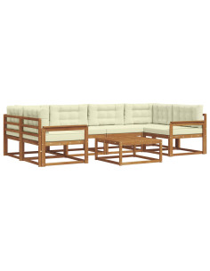 Set di divani da esterno con cuscino 7 pcs Naturale e Crema 2