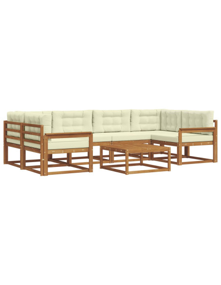 Set di divani da esterno con cuscino 7 pcs Naturale e Crema