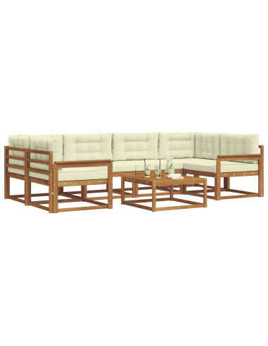 Set di divani da esterno con cuscino 7 pcs Naturale e Crema