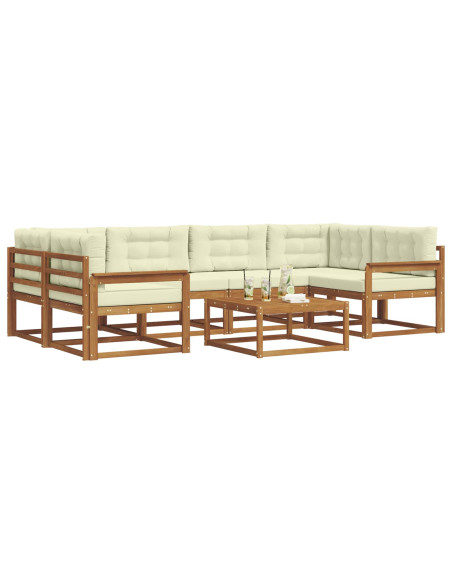 Set di divani da esterno con cuscino 7 pcs Naturale e Crema
