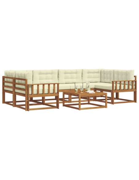 Set di divani da esterno con cuscino 7 pcs Naturale e Crema