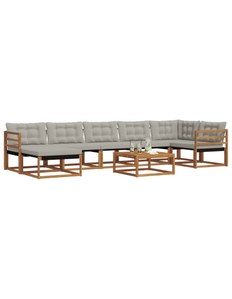 Set di divani da esterno 8 pcs Grigio Naturale e Chiaro