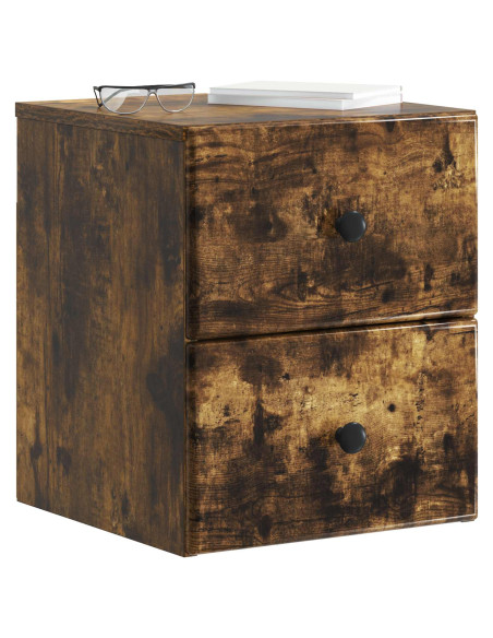 Mobiletto da notte a muro Rovere Fumo 34,5 x 33 x 40 cm
